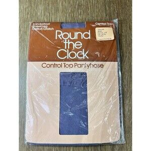 Vtg Round The Clock Control Top Pantyhose Heather Purple Size Model NIP 80s